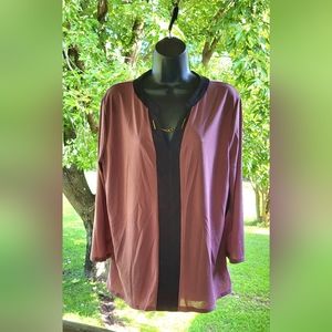 Stitch Collection rose color & black blouse size XL